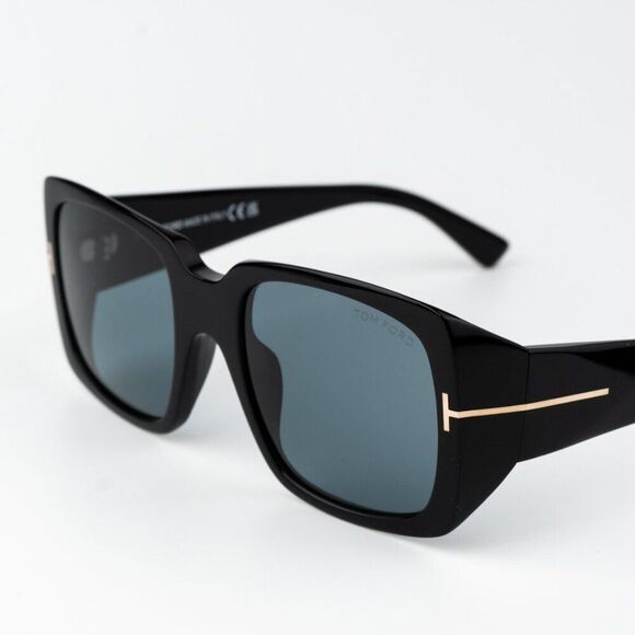 Tom Ford Women Sunglasses Ryder-02 Shiny Black Blue Rectangle FT1035 01V NEW main image 10